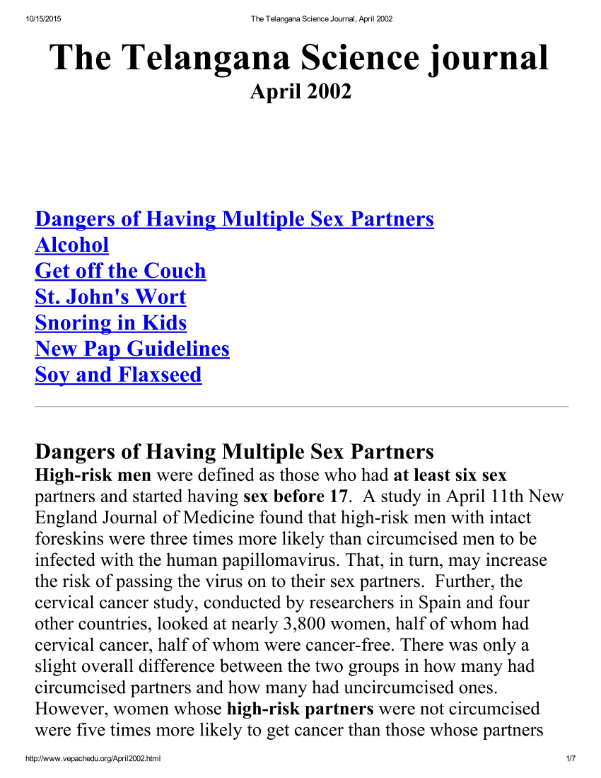 PDF) Dangers of Having Multiple Sex Partners