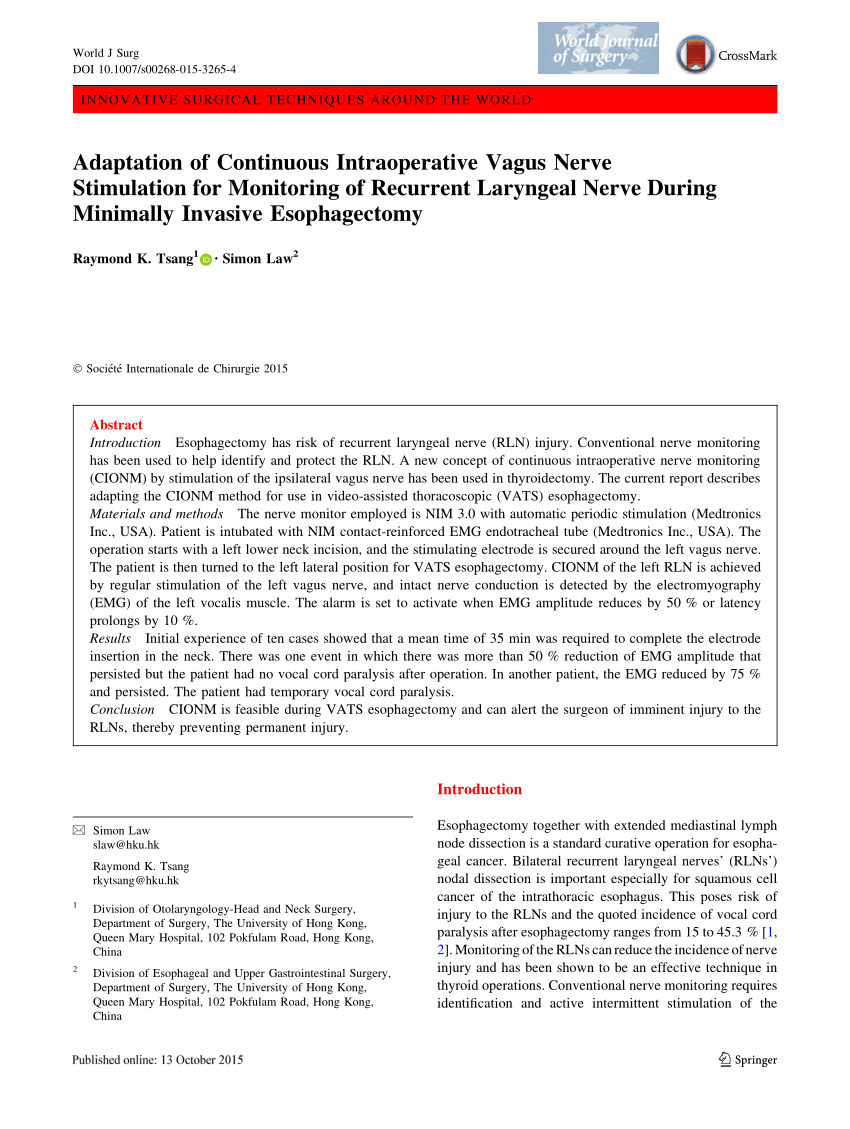 (PDF) Adaptation of Continuous Intraoperative Vagus Nerve Stimulation