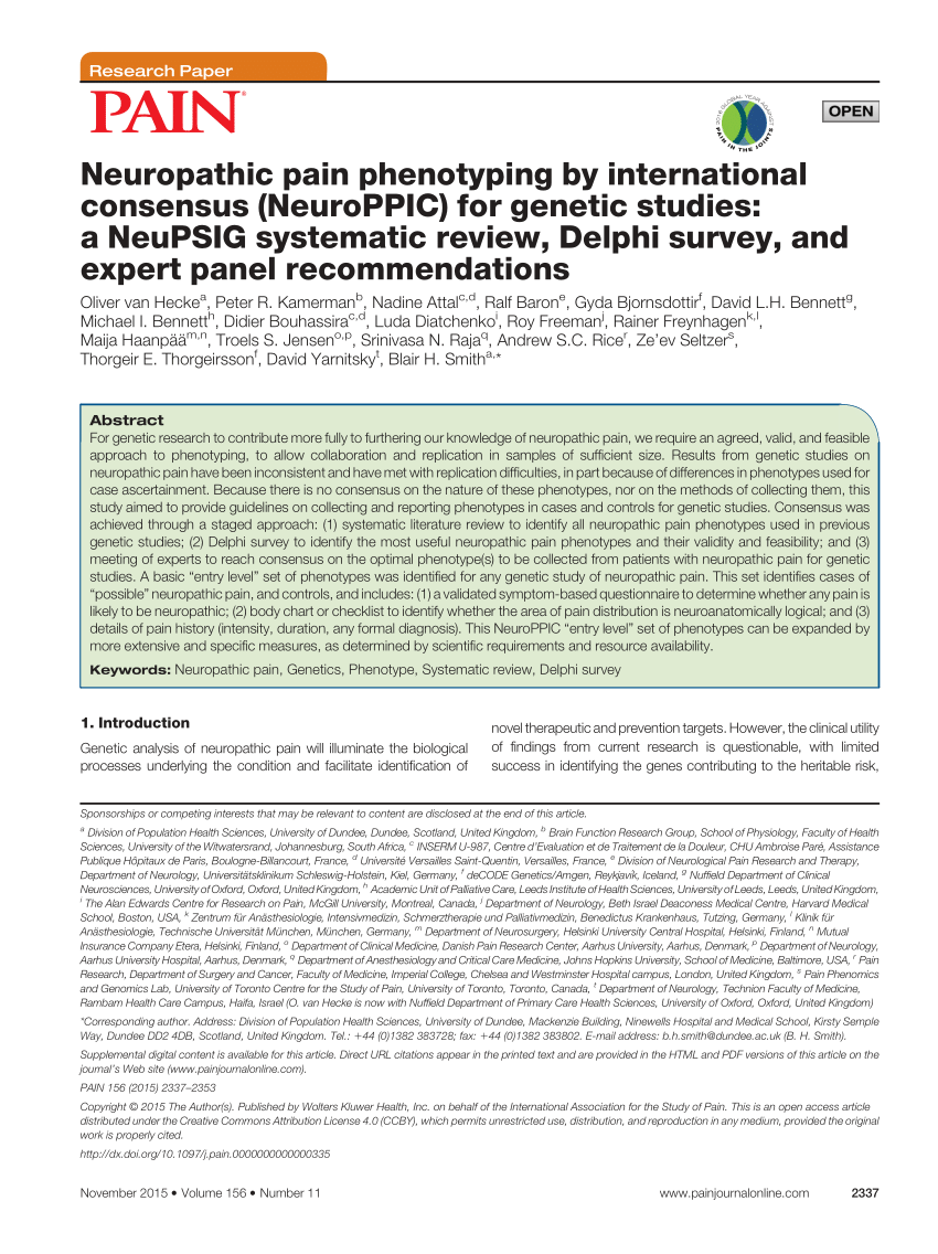 PDF) Neuropathic pain phenotyping by international consensus