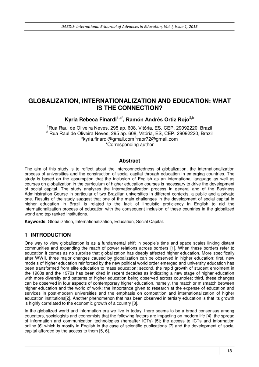 research paper about globalization on education