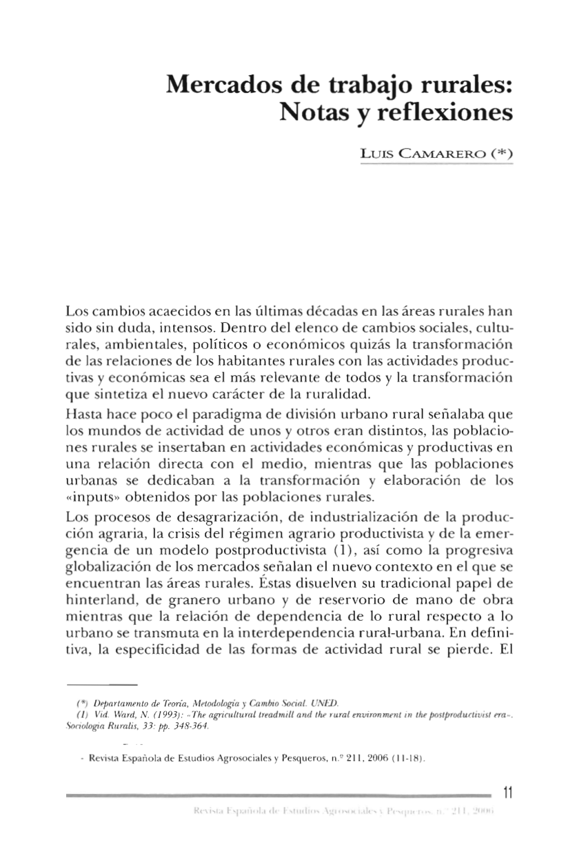 PDF) Mercados de trabajo rurales: notas y reflexiones