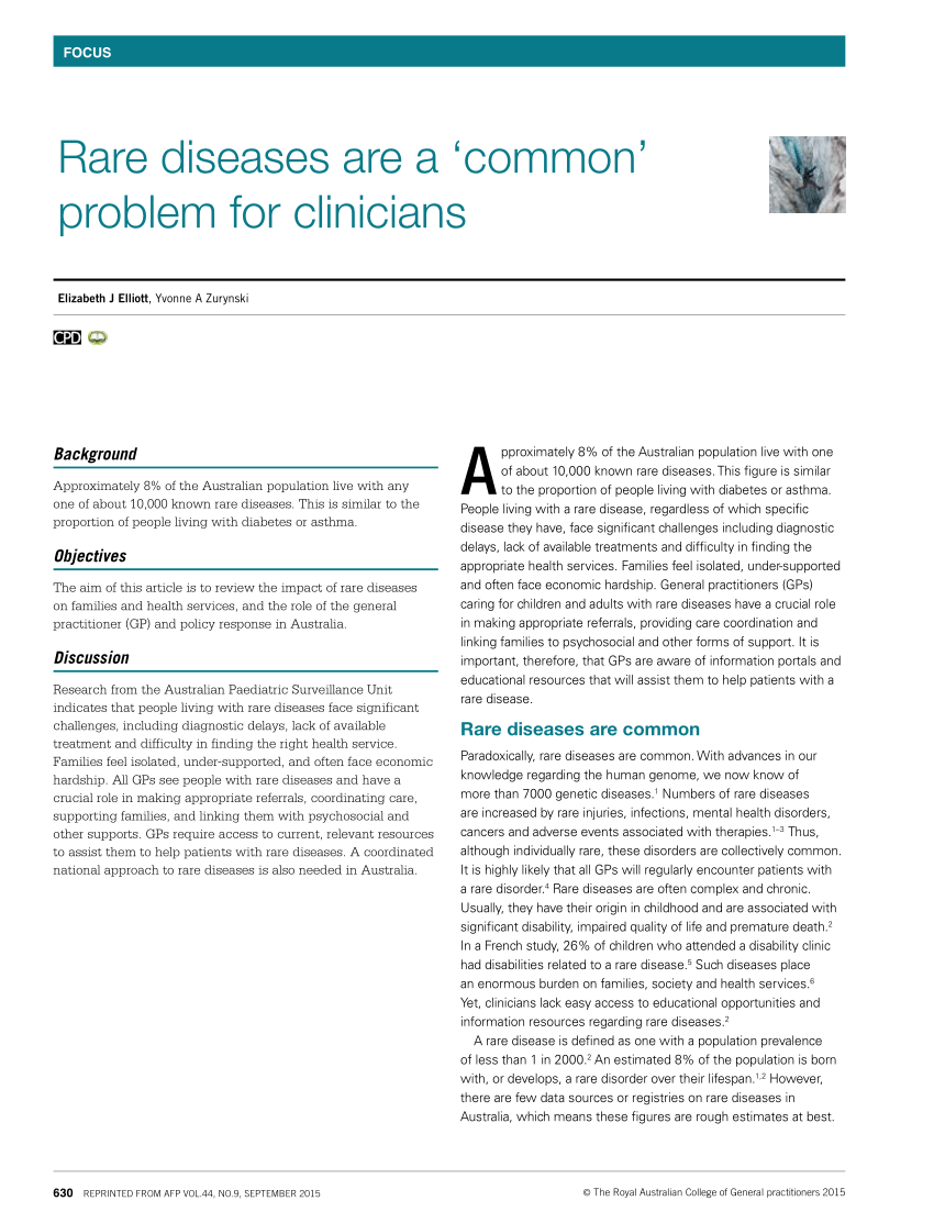 (PDF) Rare diseases are a 'common' problem for clinicians