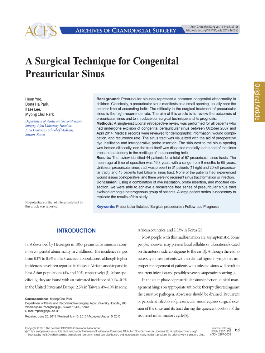 35+ Preauricular Sinus Surgery Complications Background