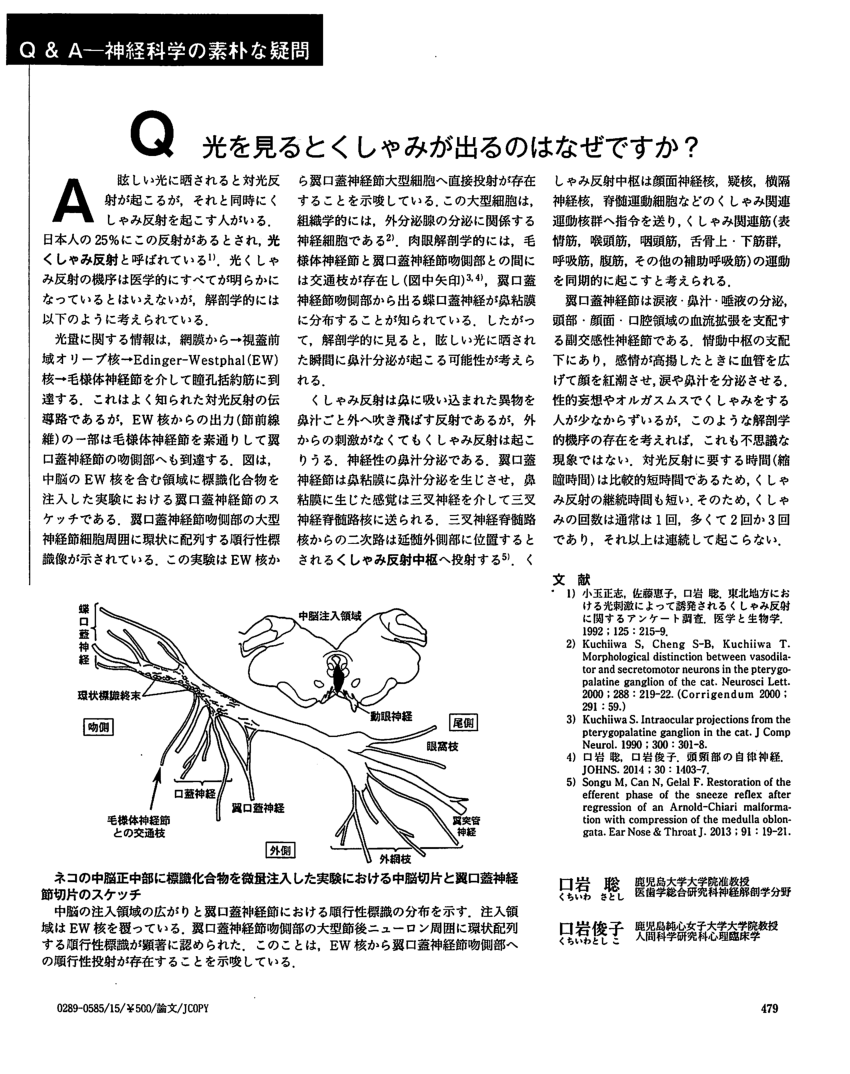 Pdf 光を見るとくしゃみが出るのはなぜですか