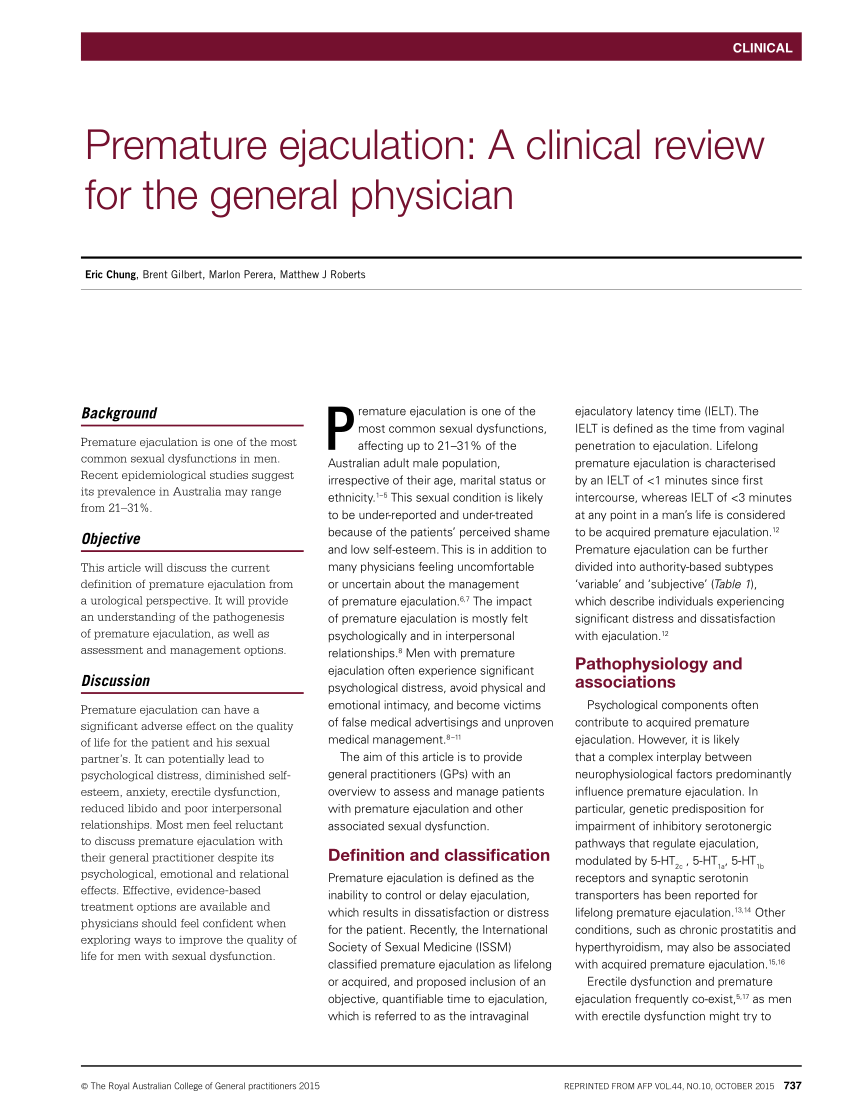 PDF Premature ejaculation A clinical review for the general