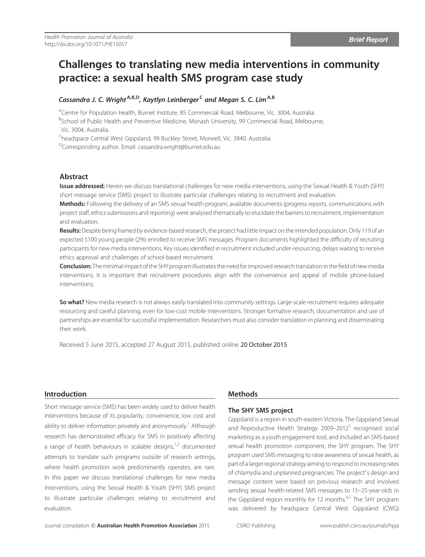 PDF Challenges to translating new media interventions in