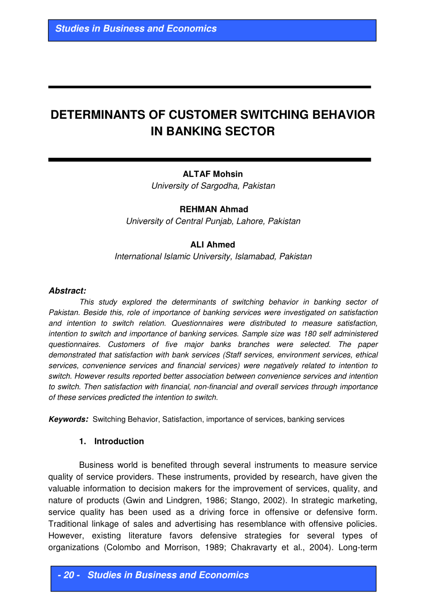 Dissertation customer switching behaviour