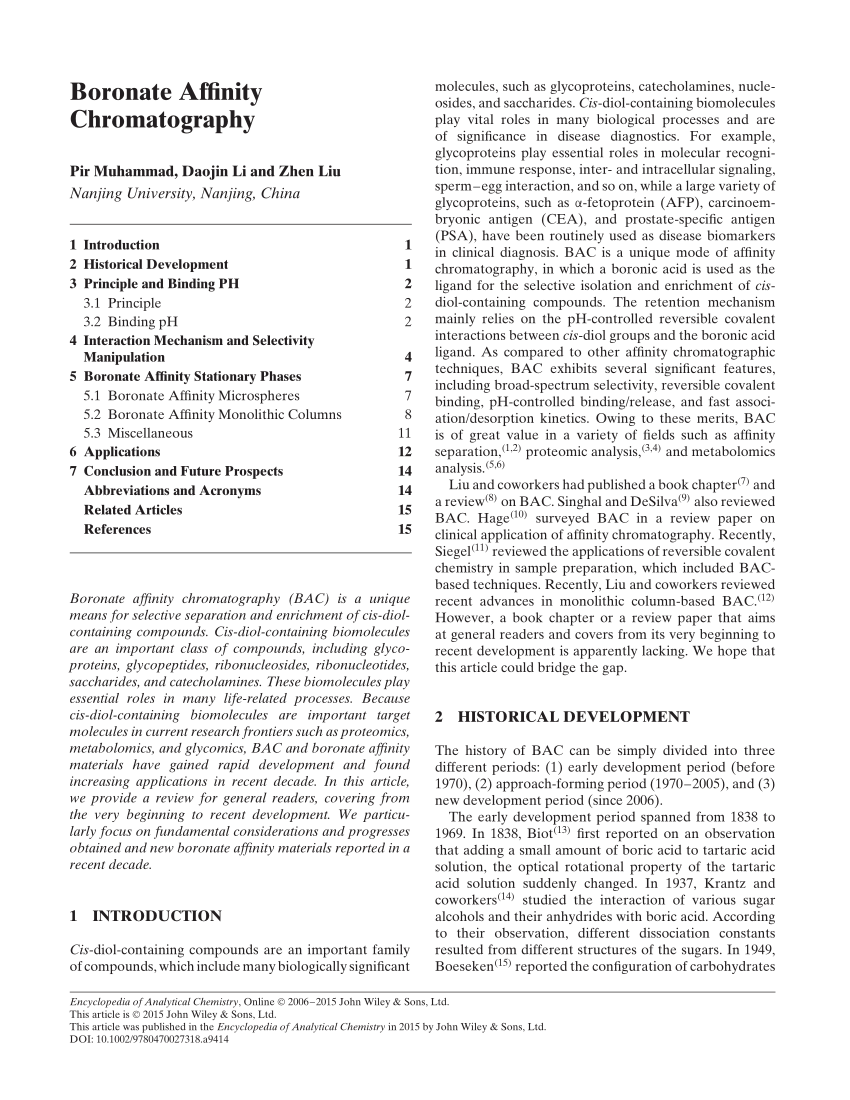 (PDF) Boronate Affinity Chromatography