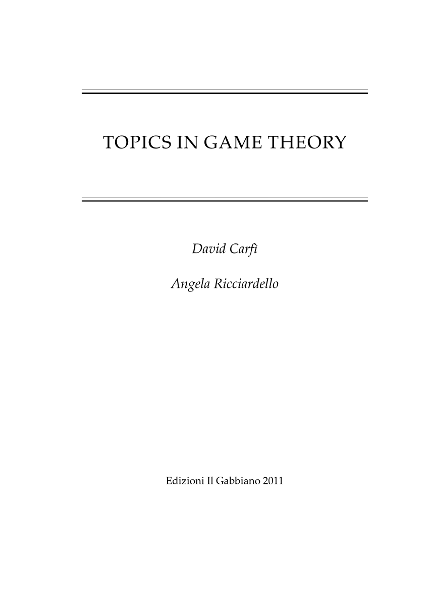 research topics in game theory