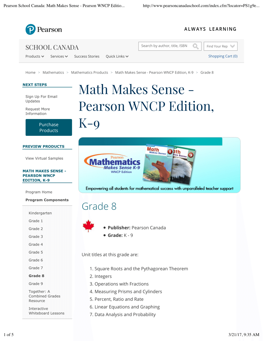Math Makes Sense 8welcome