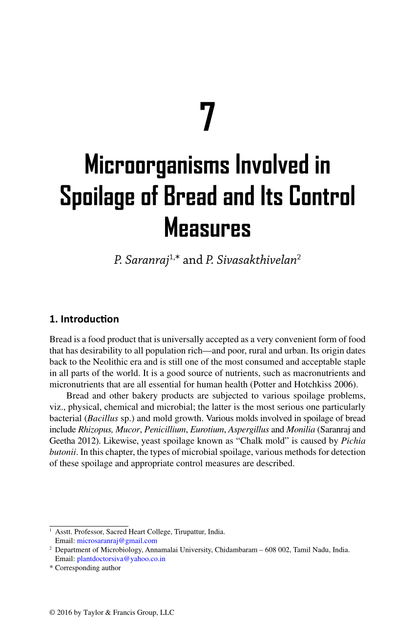 (PDF) Microorganisms Involved in Spoilage of Bread and Its 