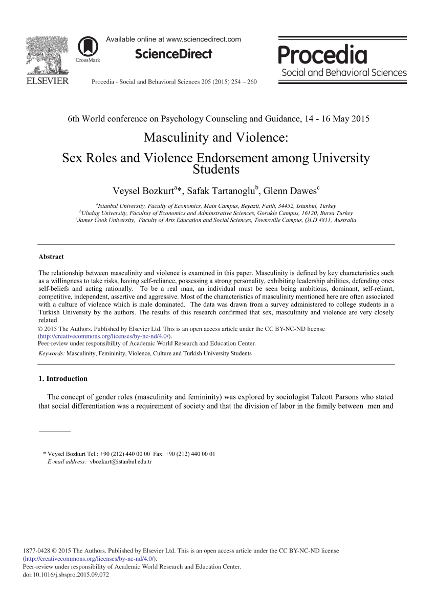 PDF) Masculinity and Violence Sex Roles and Violence Endorsement among University Students photo