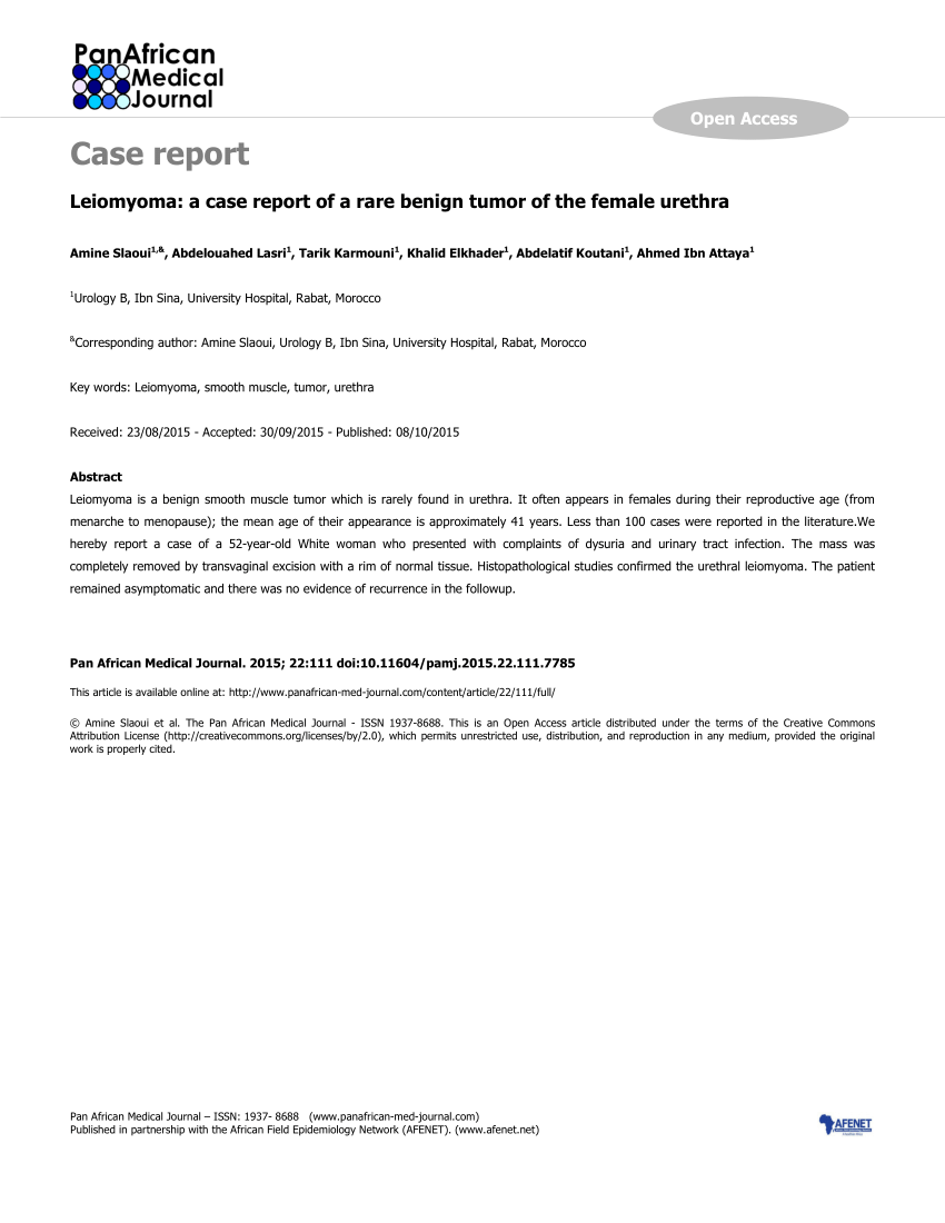 Urethral Leiomyoma in Females: Report of 3 Cases