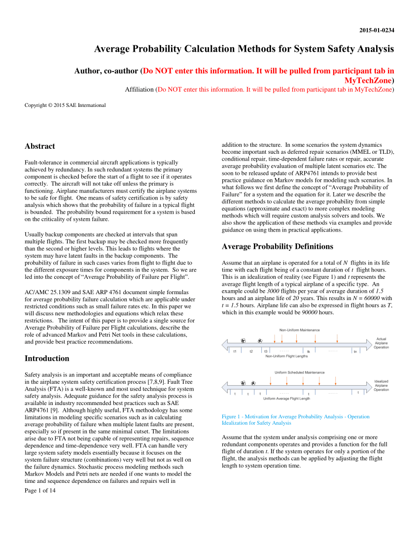 Pdf Average Probability Calculation Methods For System Safety Analysis