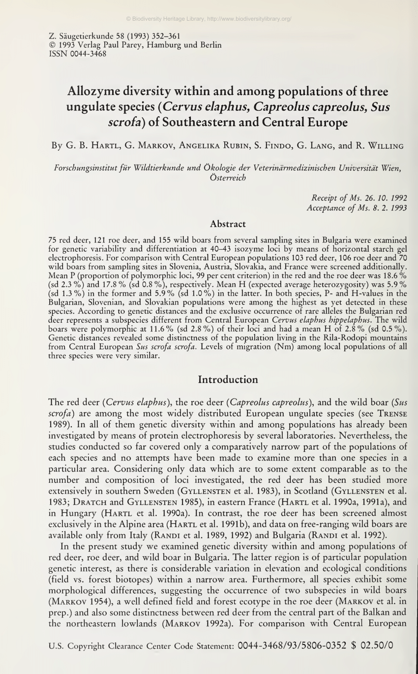 (PDF) Allozyme diversity within and among populations of three ungulate ...