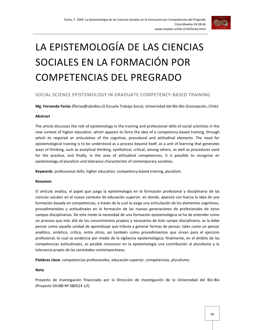 en lugar persona que practica jogging Árbol PDF) La Epistemología de las Ciencias Sociales en la Formación por  Competencias del Pregrado