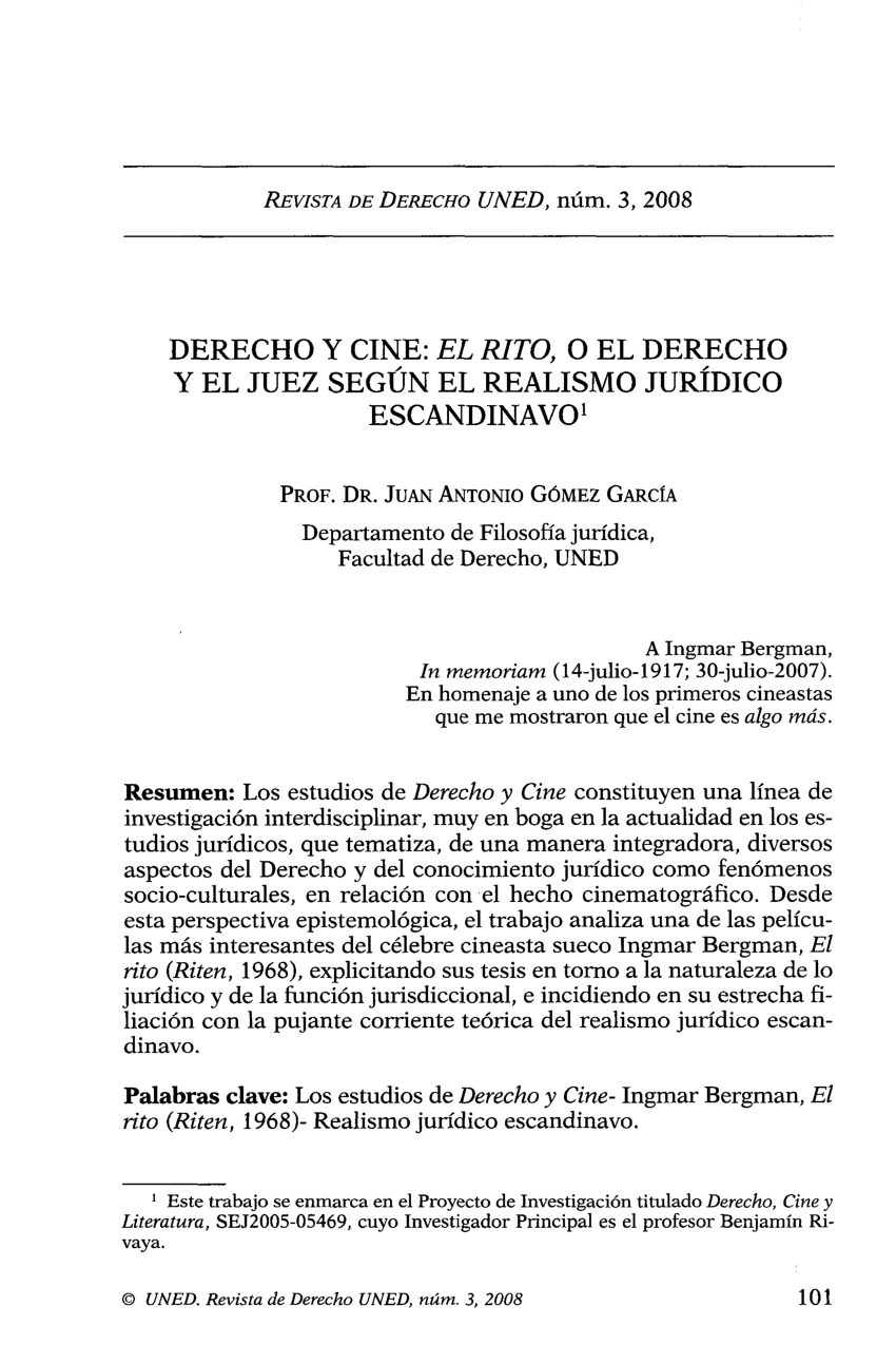 (PDF) Derecho y Cine: el rito, o el Derecho y el Juez según el realismo ...