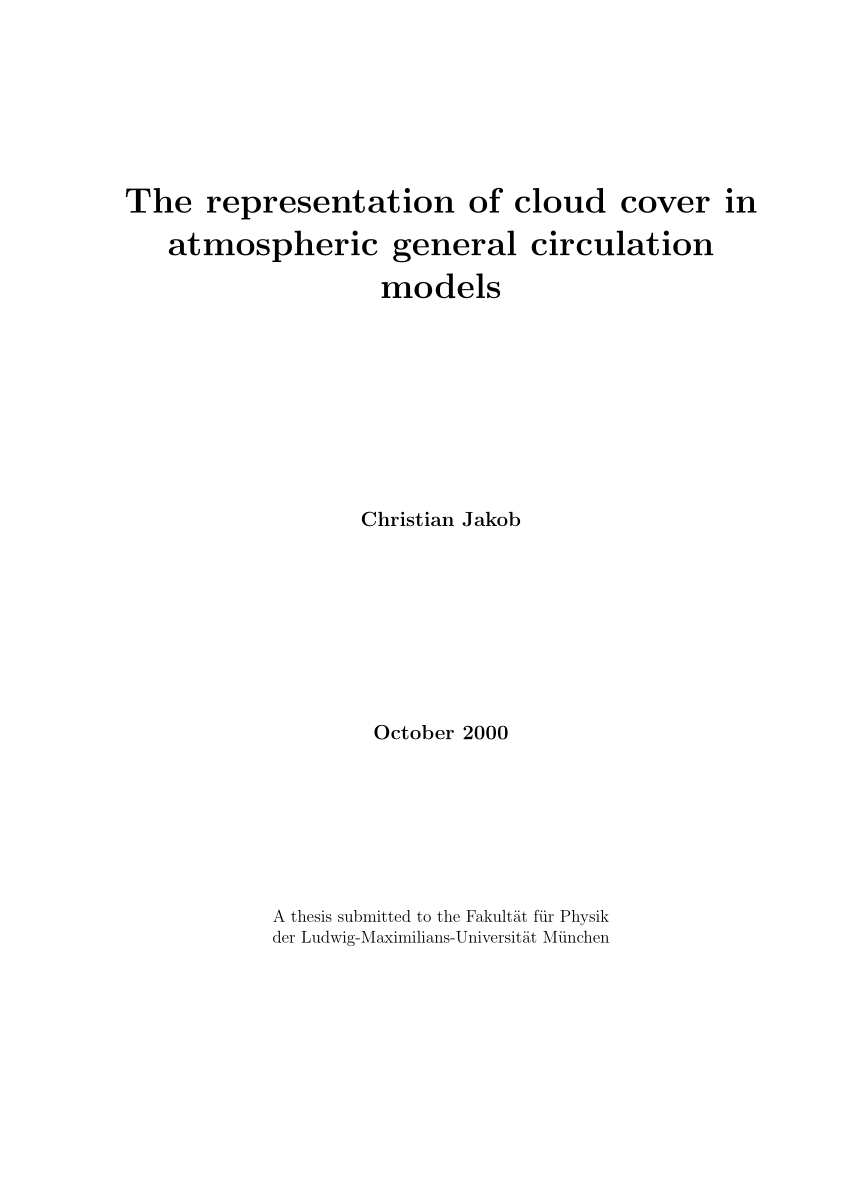 PDF) The representation of cloud cover in atmospheric general 