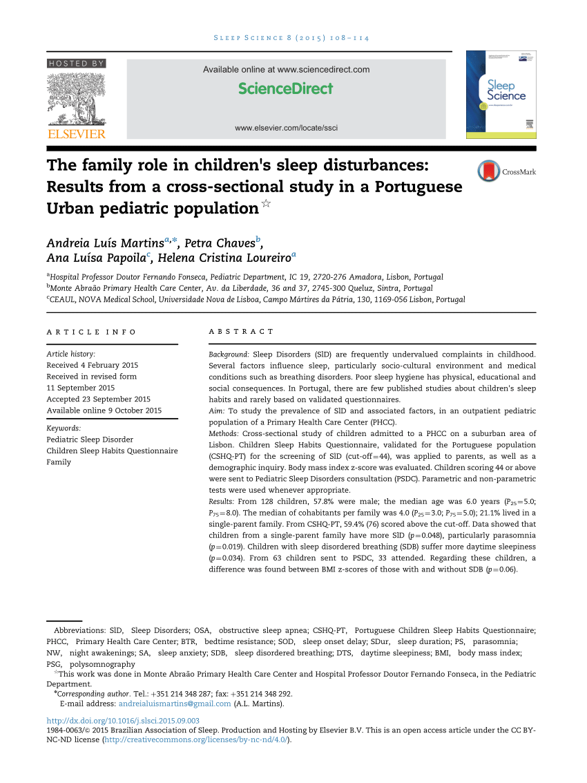 Study Design And Population Of Pediatric Sleep