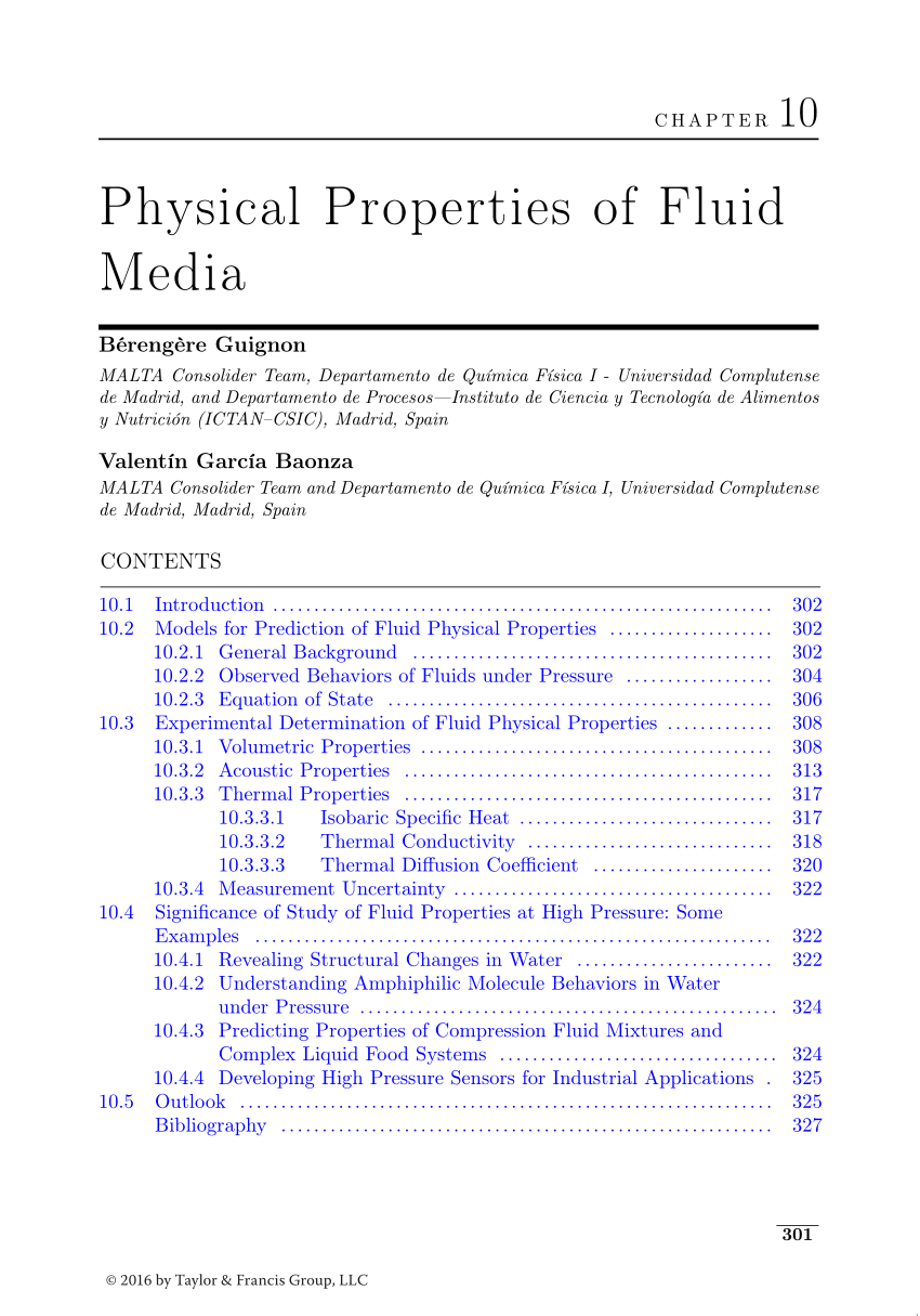 (PDF) Physical Properties of Fluid Media