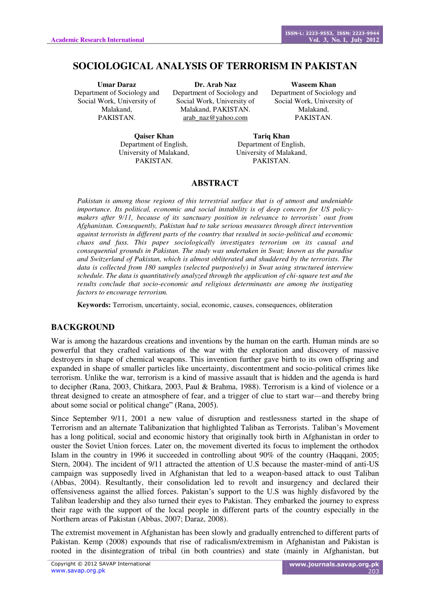 research paper on terrorism in pakistan