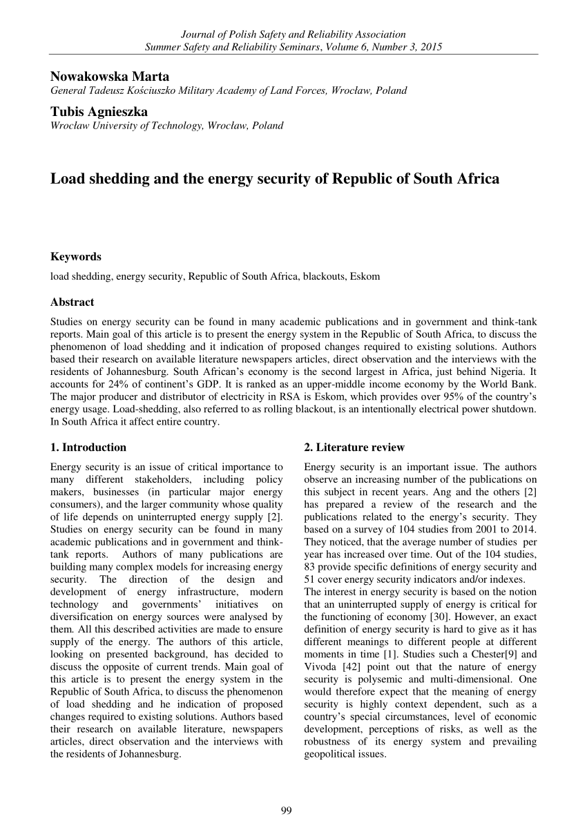 essay on load shedding in south africa
