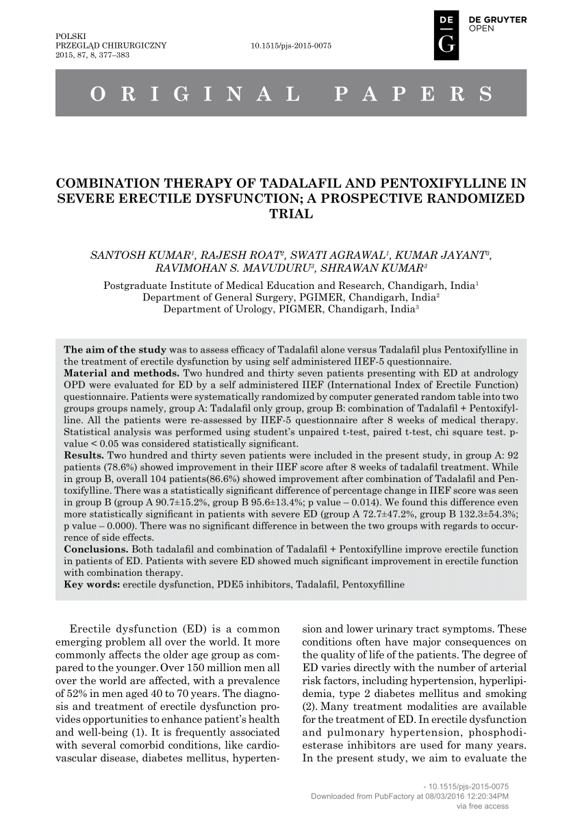 PDF Combination Therapy Of Tadalafil And Pentoxifylline In Severe