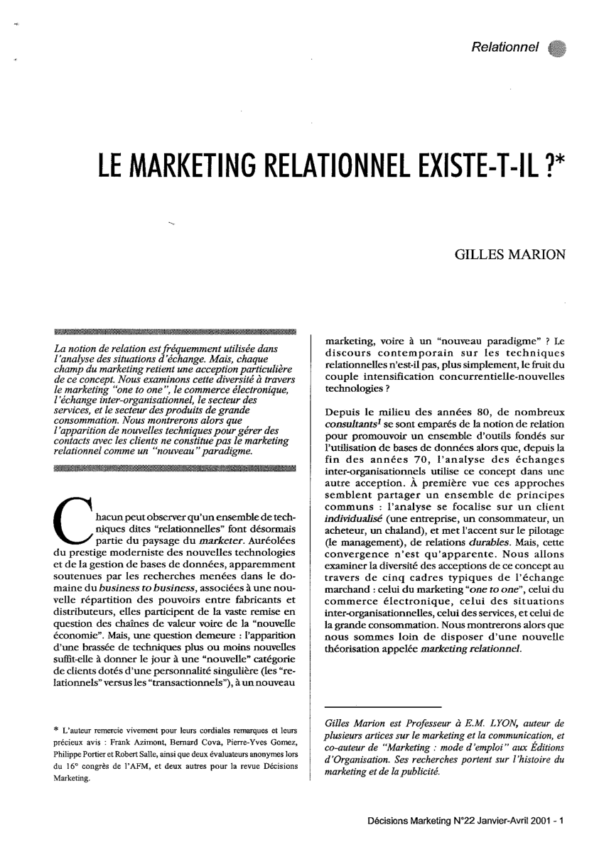 dissertation marketing relationnel