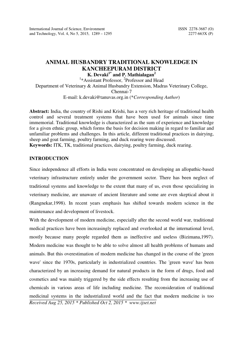 PDF) Animal husbandry traditional knowledge in kancheepuram district
