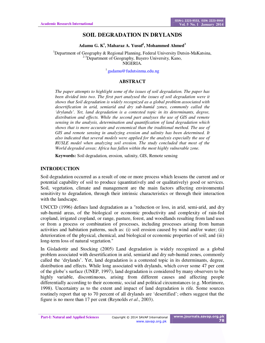 research papers land degradation