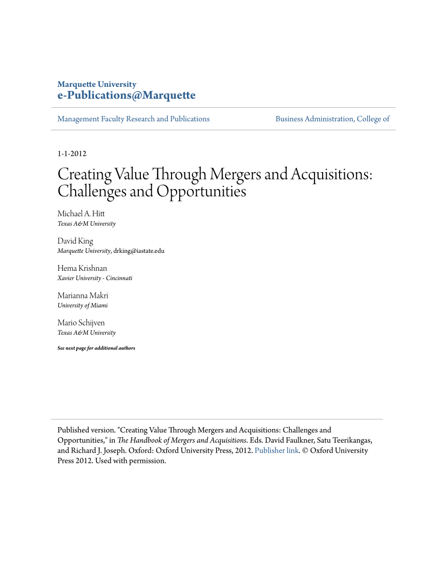 mergers and acquisitions phd thesis