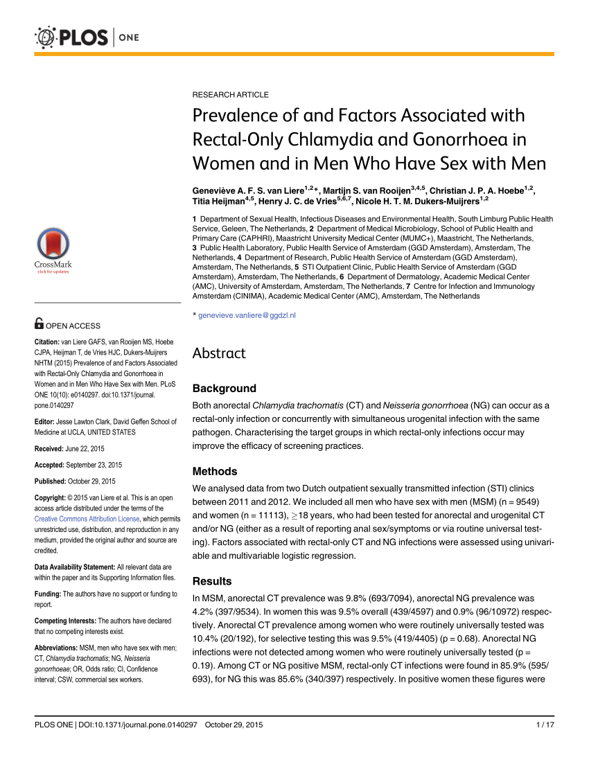 Pdf Prevalence Of And Factors Associated With Rectal Only Chlamydia And Gonorrhoea In Women 0699