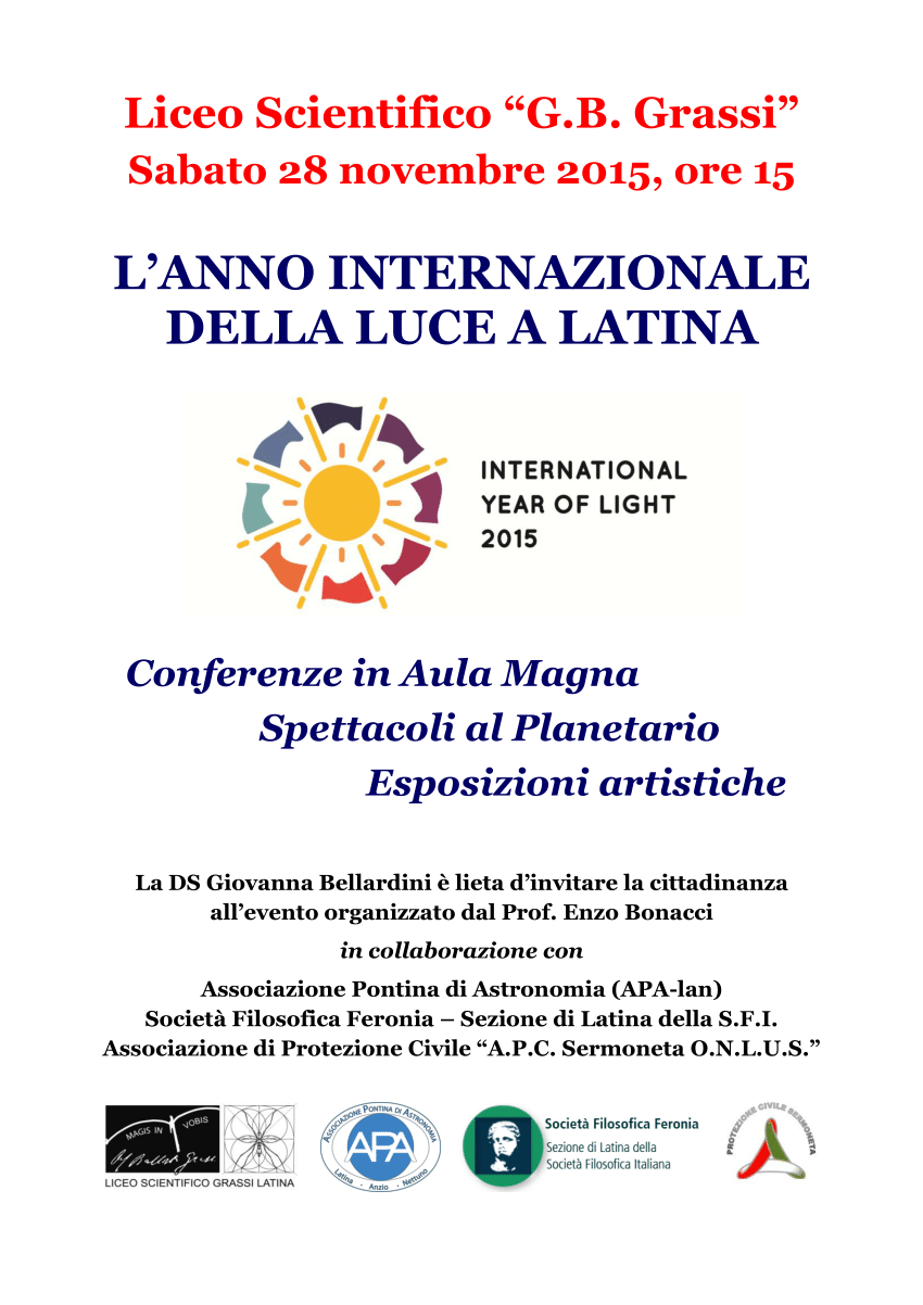 Pdf The International Year Of Light In Latina Italy
