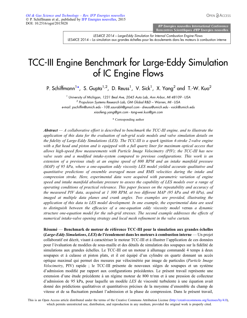 PDF) TCC-III engine benchmark for large-eddy simulation of IC engine flows