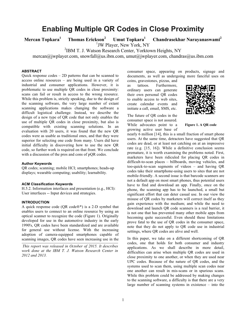 Pdf Enabling Multiple Qr Codes In Close Proximity