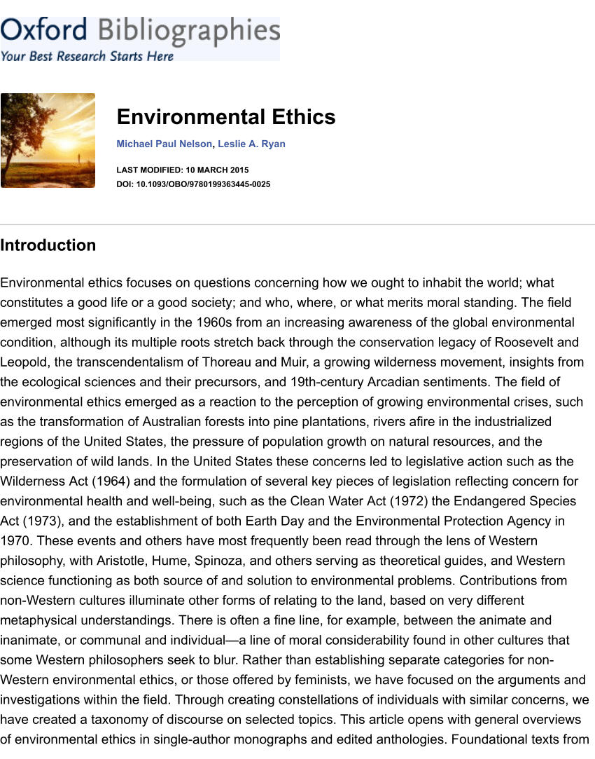 intrinsic value of environment essay