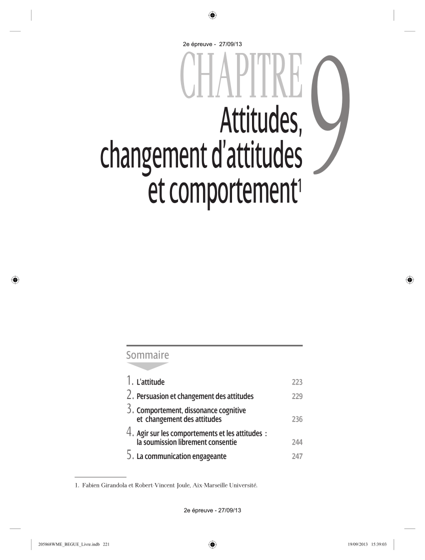 Pdf Attitude Changement D Attitude Et Comportement