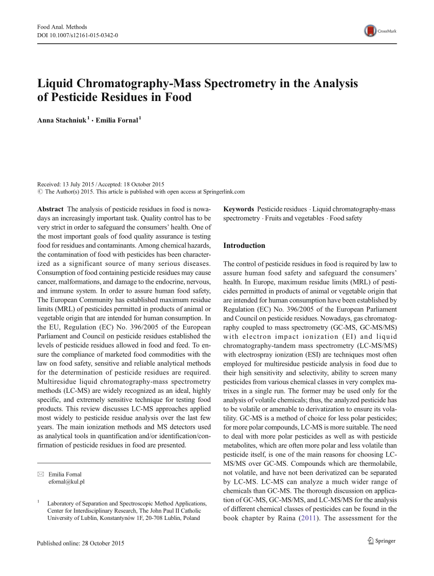 (PDF) Liquid ChromatographyMass Spectrometry in the Analysis of