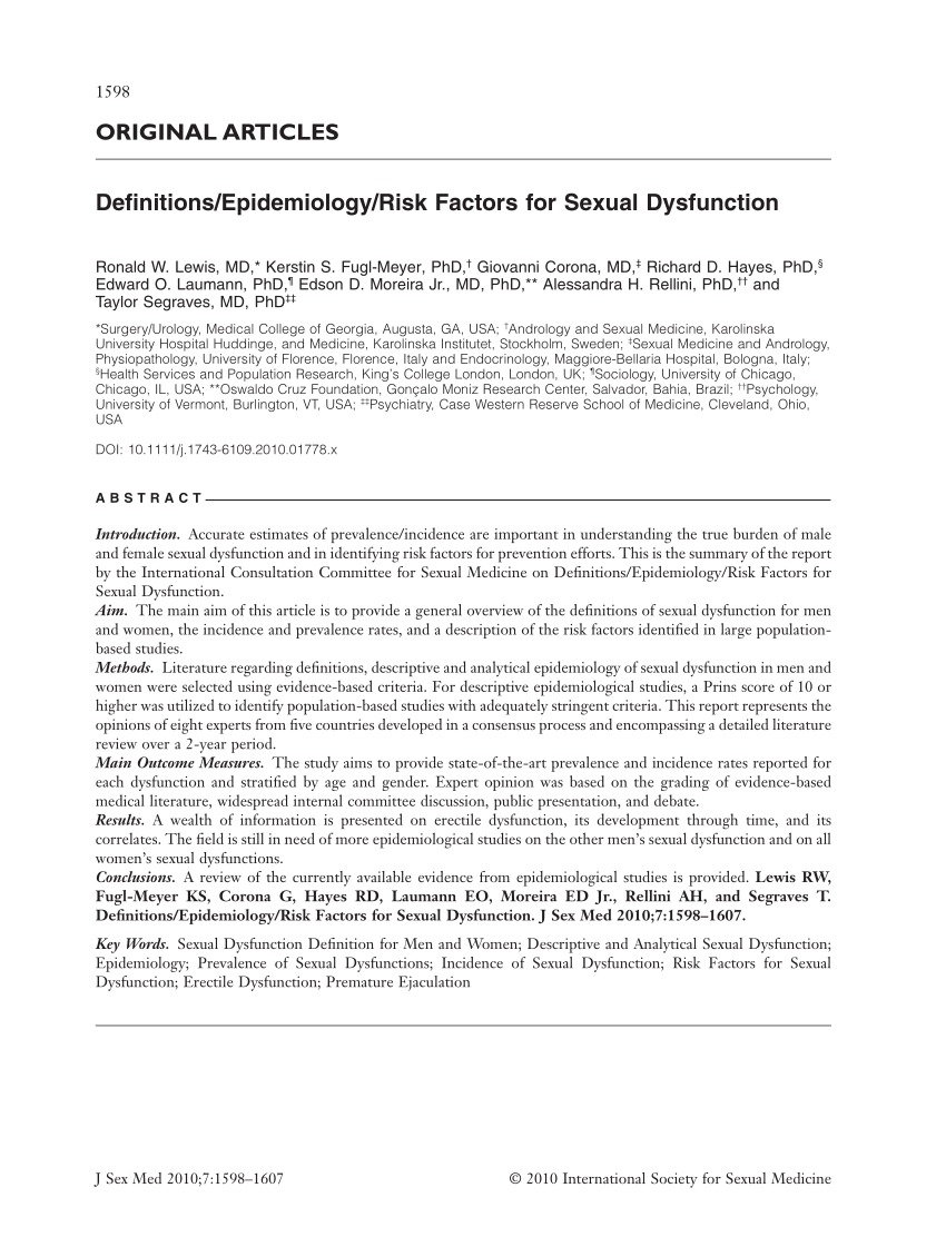 PDF Definitions classification and epidemiology of sexual