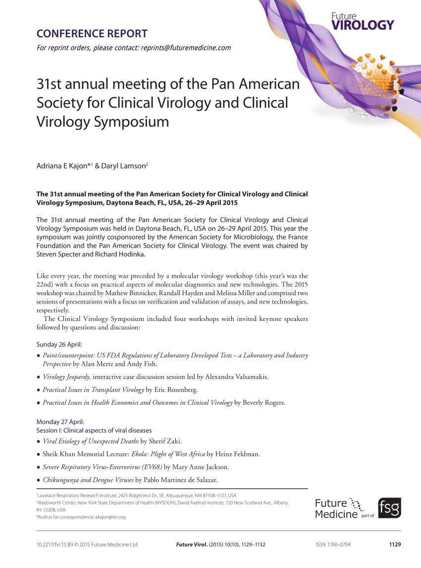 (PDF) 31st annual meeting of the Pan American Society for Clinical