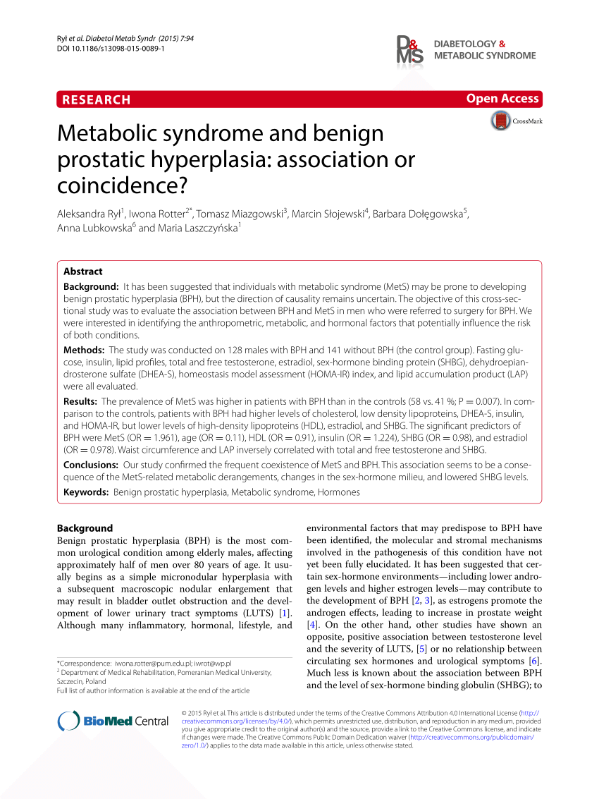 PDF Metabolic syndrome and benign prostatic hyperplasia  