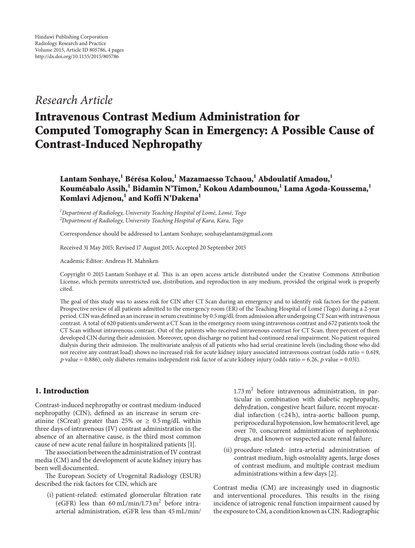 PDF) Avaliação dos níveis de creatinina em pacientes submetidos à  tomografia contrastada: uma metanálise