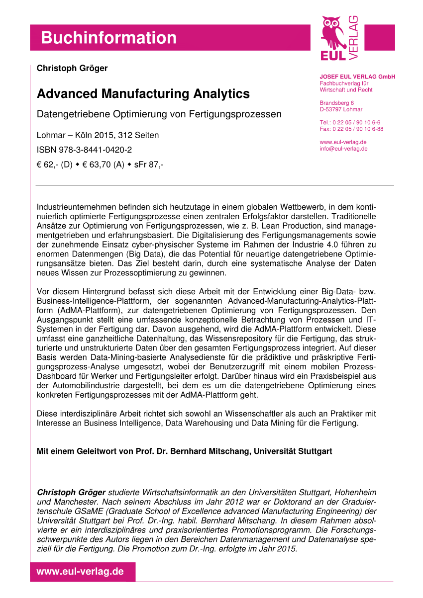 Supporting Manufacturing Design By Analytics Continuous