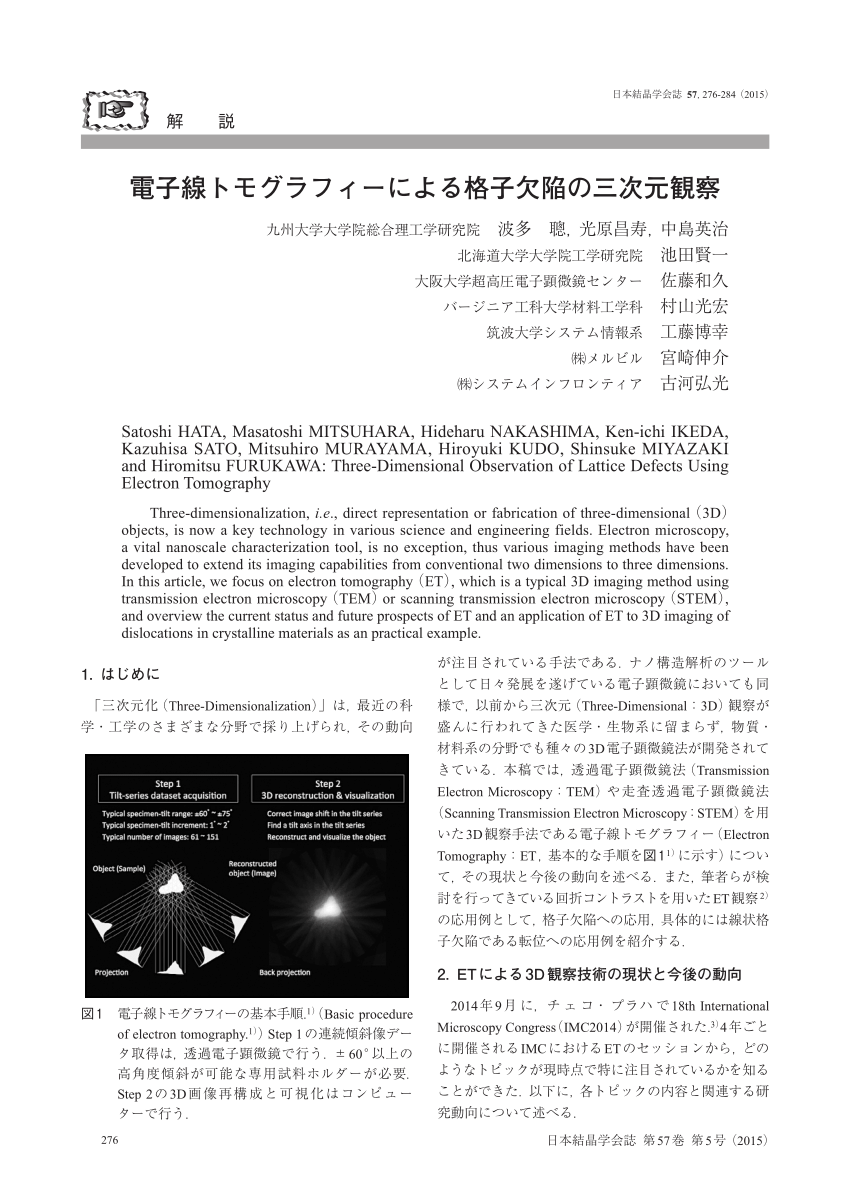 Pdf Three Dimensional Observation Of Lattice Defects Using Electron Tomography