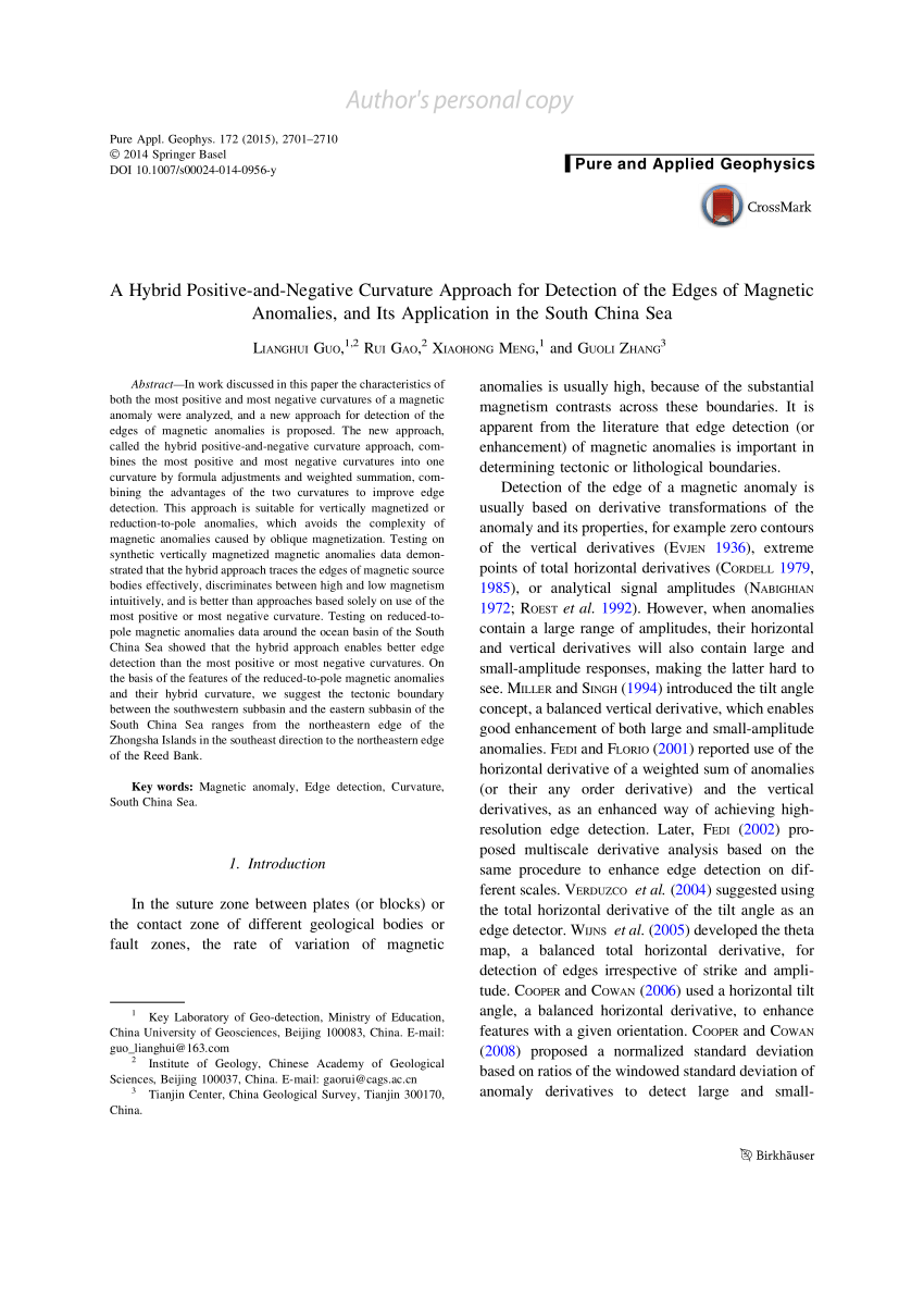Pdf A Hybrid Positive And Negative Curvature Approach For Detection Of The Edges Of Magnetic Anomalies And Its Application In The South China Sea