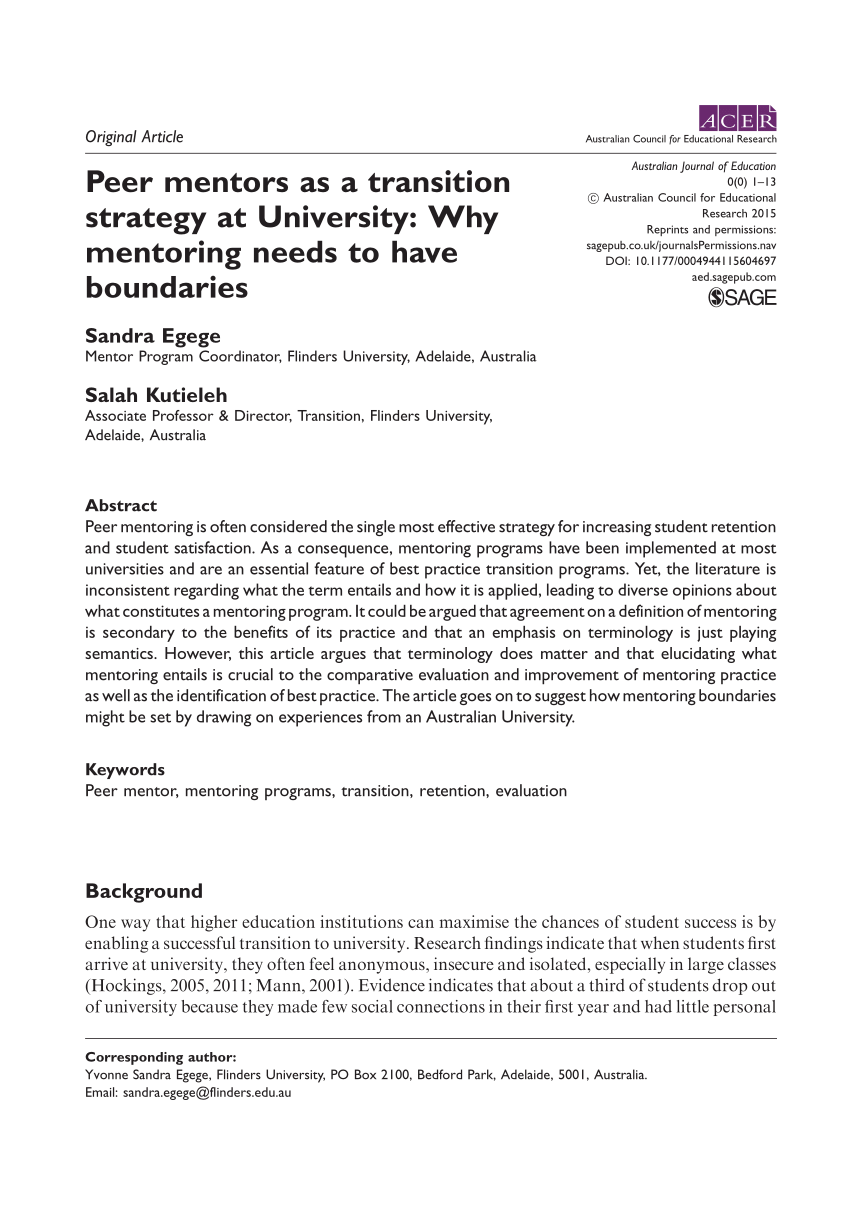 kutter mikro tårn PDF) Peer mentors as a transition strategy at University: Why mentoring  needs to have boundaries