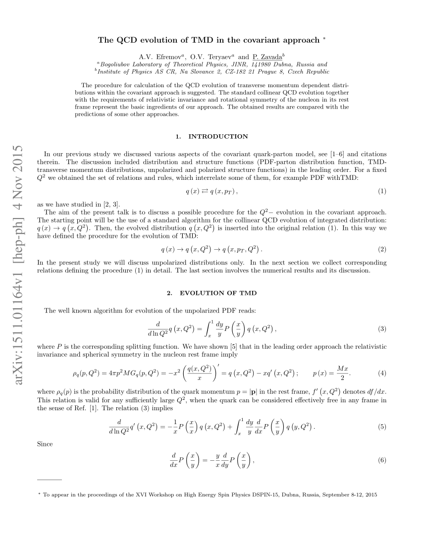 (PDF) The QCD evolution of TMD in the covariant approach