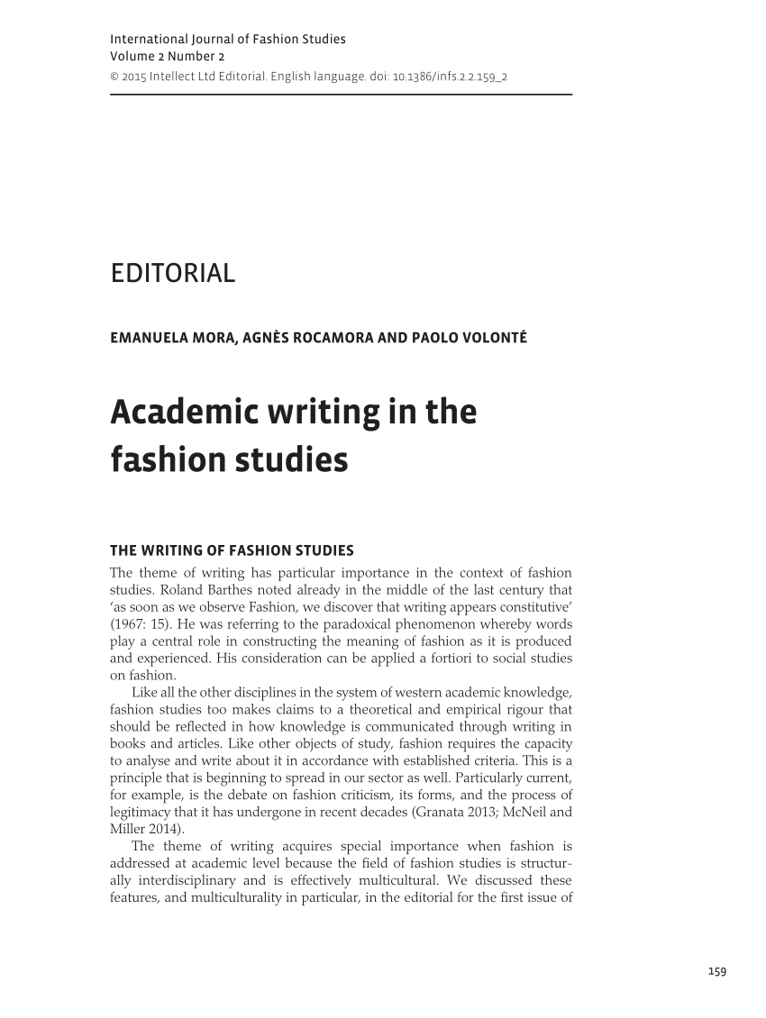 PDF) Academic writing in the fashion studies