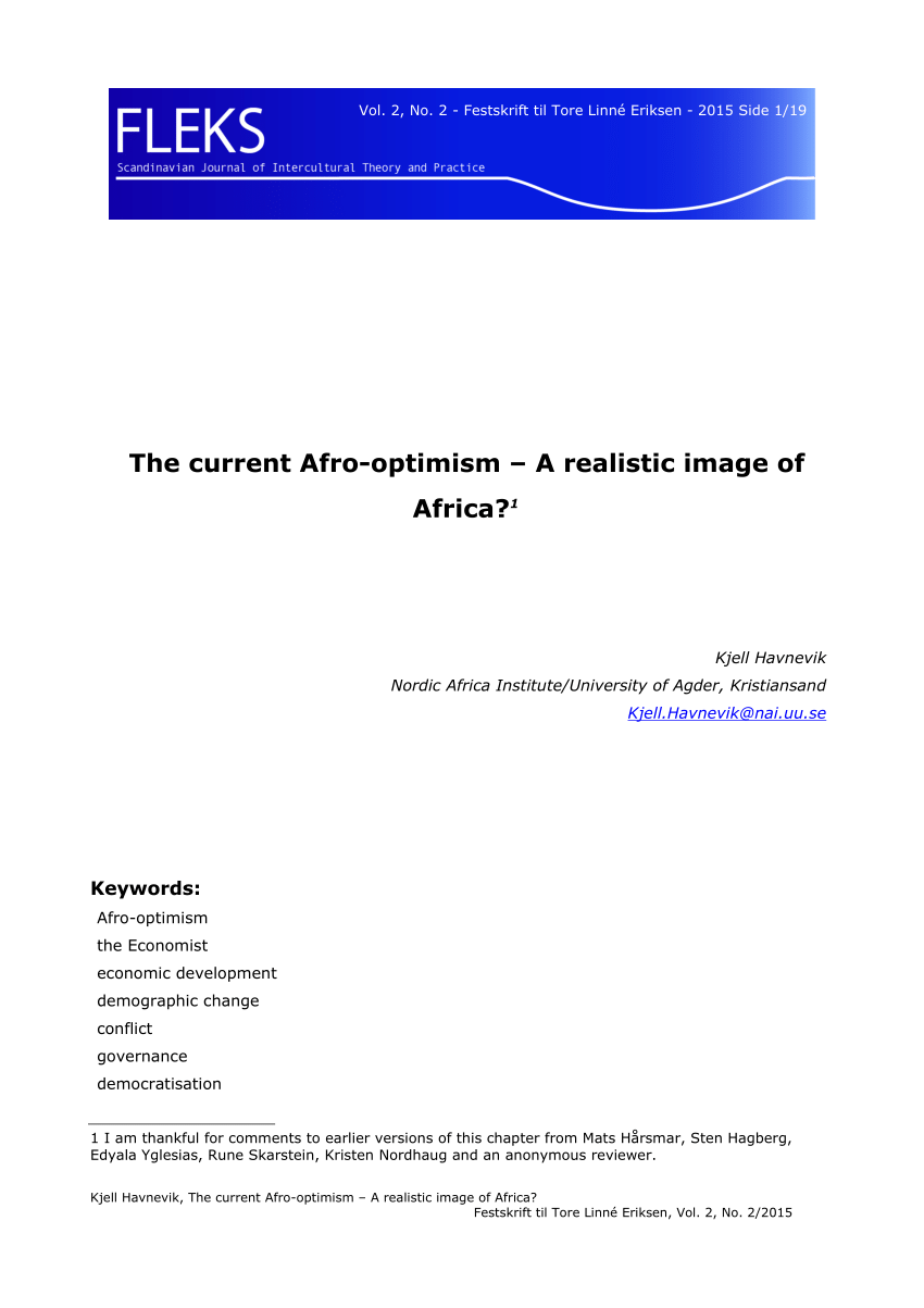 Pdf The Current Afro Optimism A Realistic Image Of Africa - 
