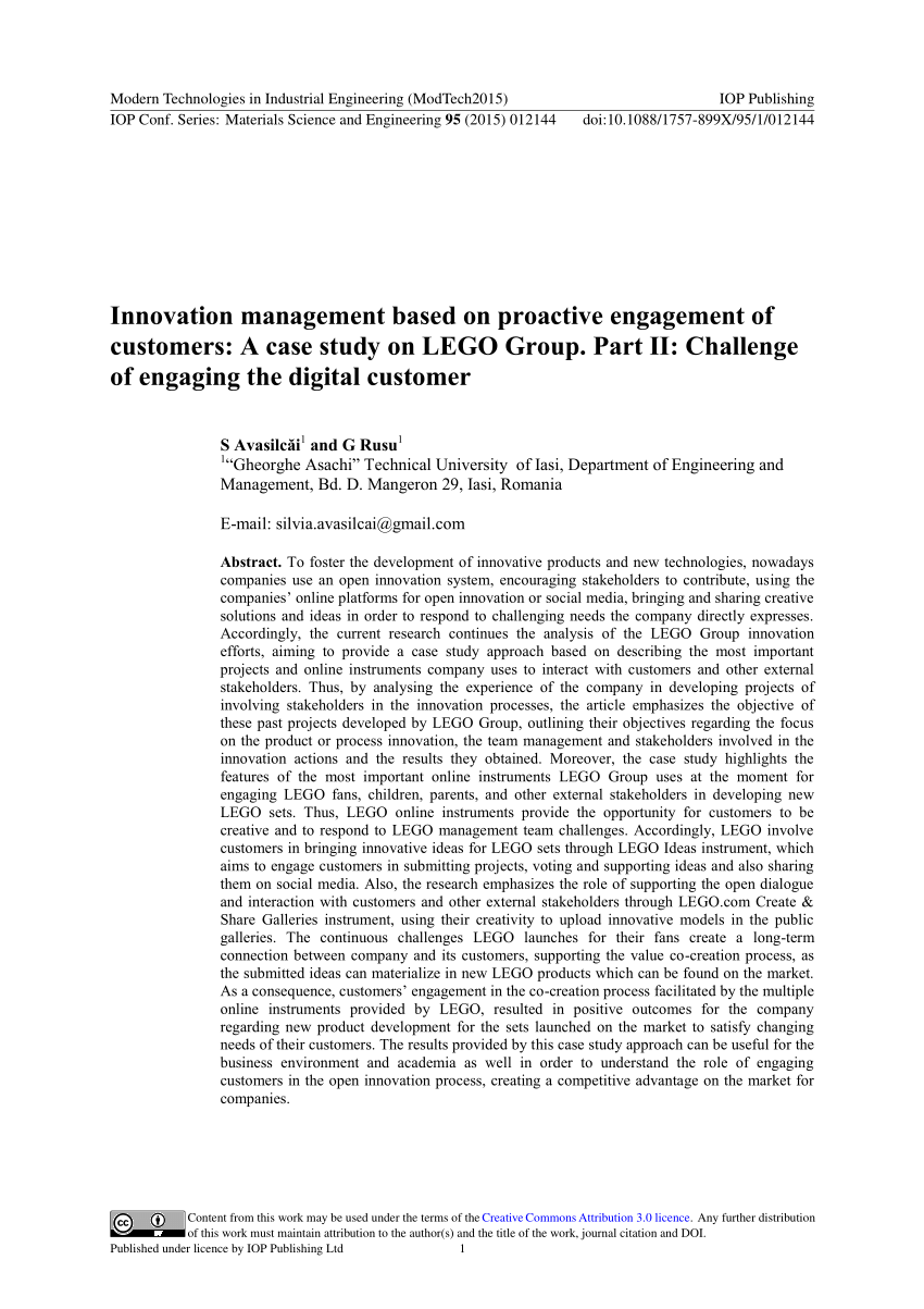 Modtager skat dommer PDF) Innovation management based on proactive engagement of customers: A case  study on LEGO Group. Part II: Challenge of engaging the digital customer